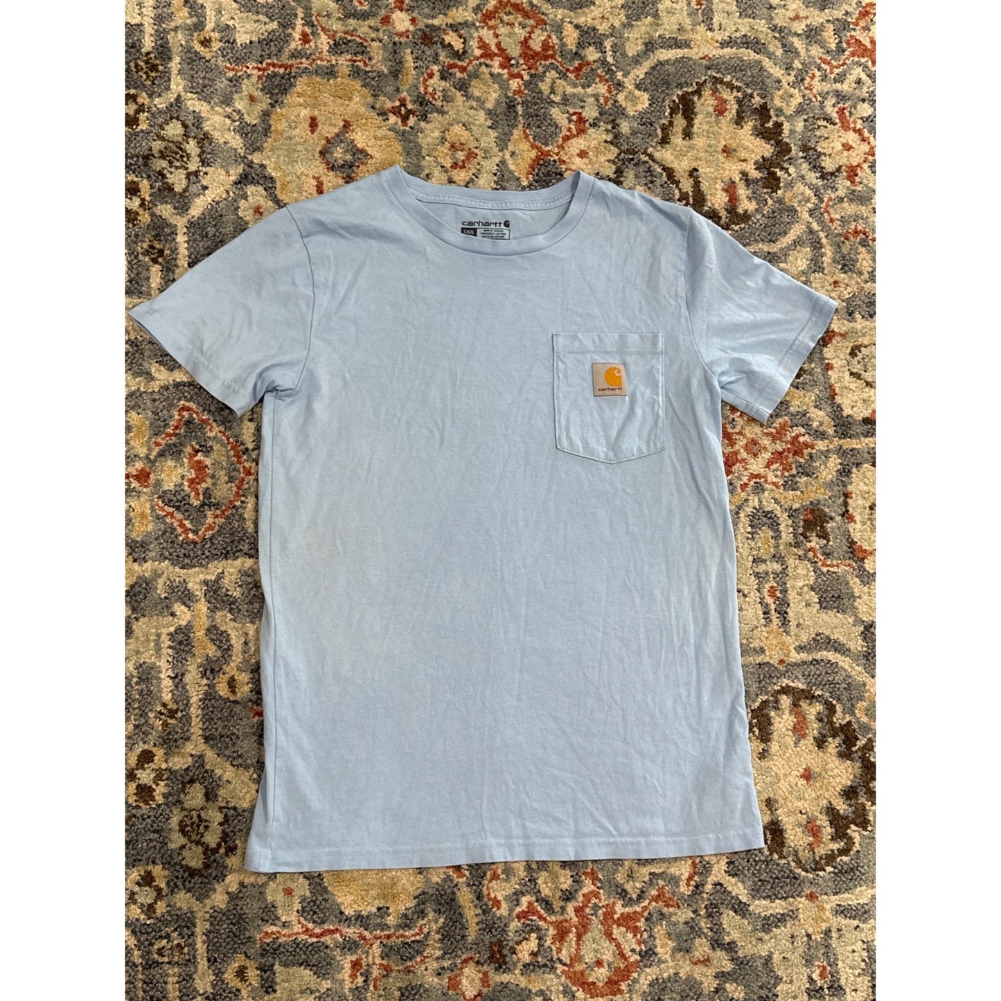 Carhartt Graphic T-Shirt Boys Large 14/16 Blue Neon Spray Logo1