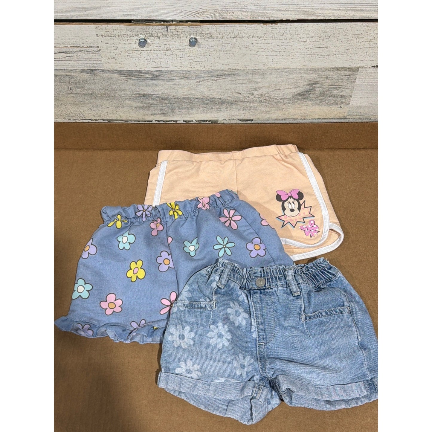Disney Wonder Nation Shorts Bundle Girls 4 Multicolor Floral Minnie Mouse GUC0
