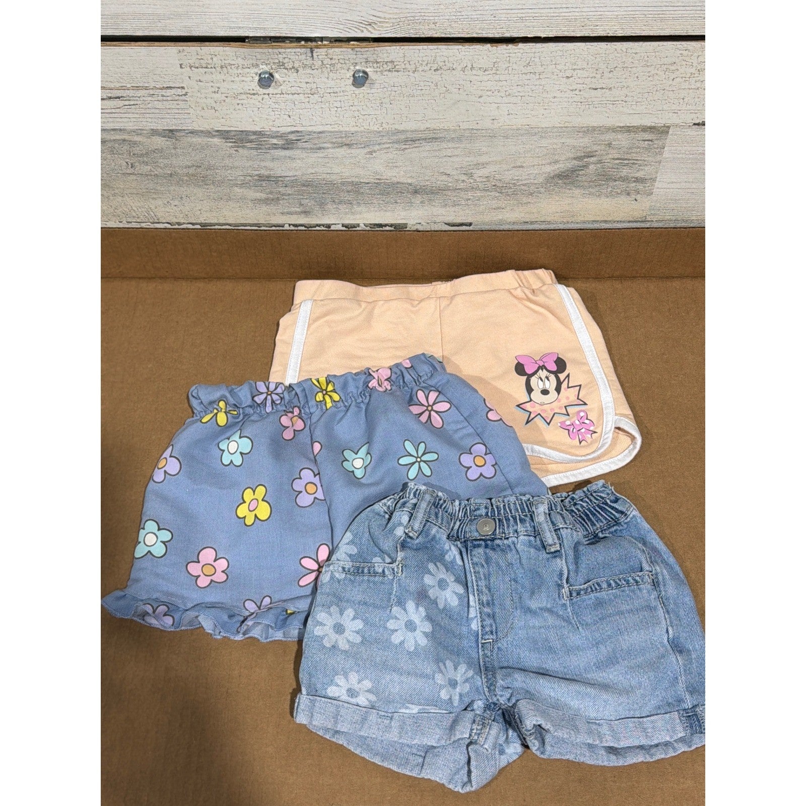 Disney Wonder Nation Shorts Bundle Girls 4 Multicolor Floral Minnie Mouse GUC0