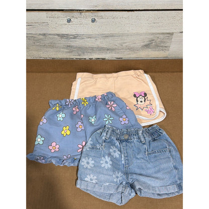 Disney Wonder Nation Shorts Bundle Girls 4 Multicolor Floral Minnie Mouse GUC0