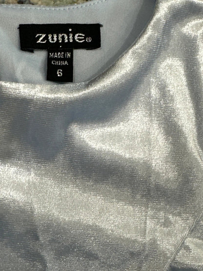 Zunie Tulle Dress Girls Size 6 Light Blue Snowflake Velvet Holiday EUC1