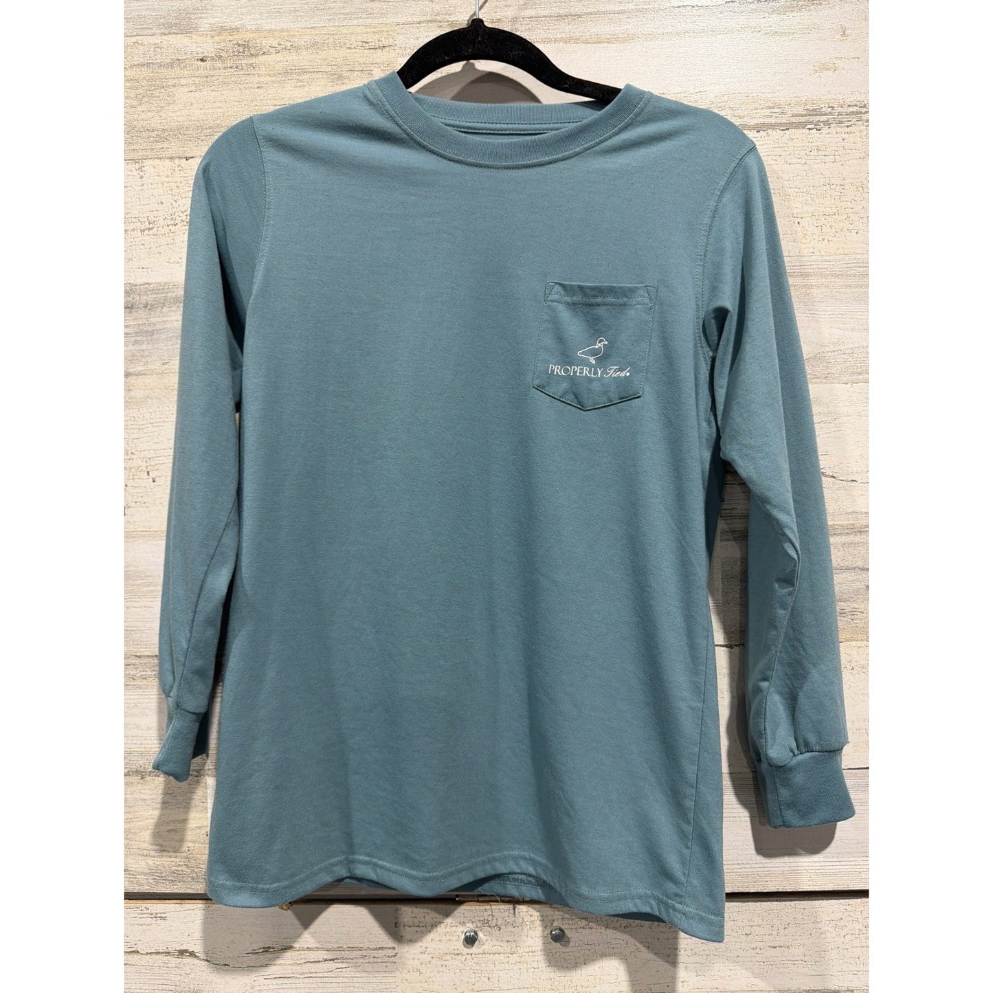 Properly Tied Long Sleeve Shirt Boys Youth Large 14-16 Blue Pima Cotton EUC0