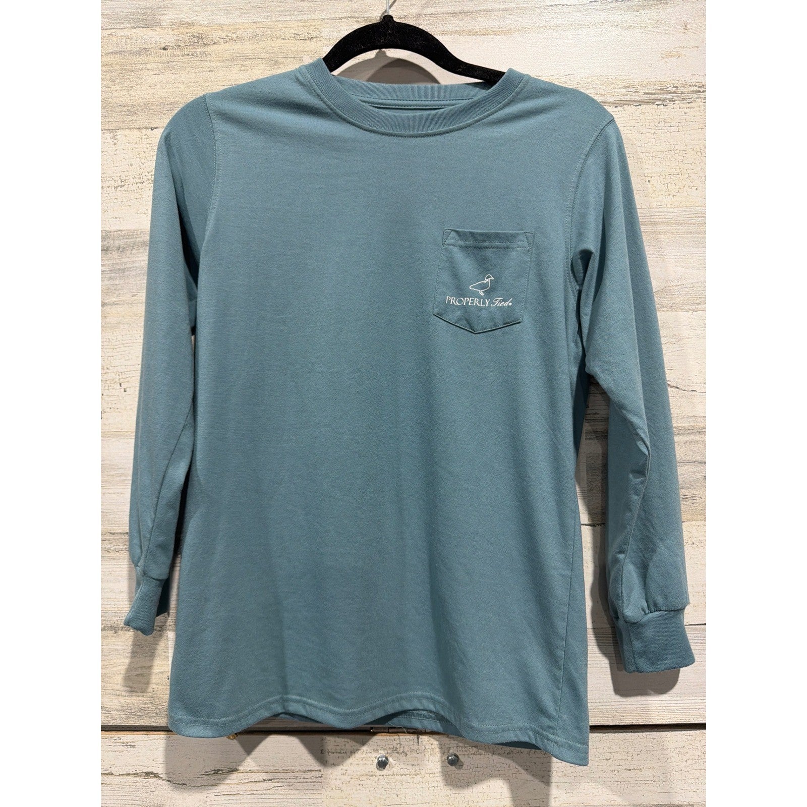 Properly Tied Long Sleeve Shirt Boys Youth Large 14-16 Blue Pima Cotton EUC0