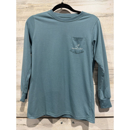 Properly Tied Long Sleeve Shirt Boys Youth Large 14-16 Blue Pima Cotton EUC0