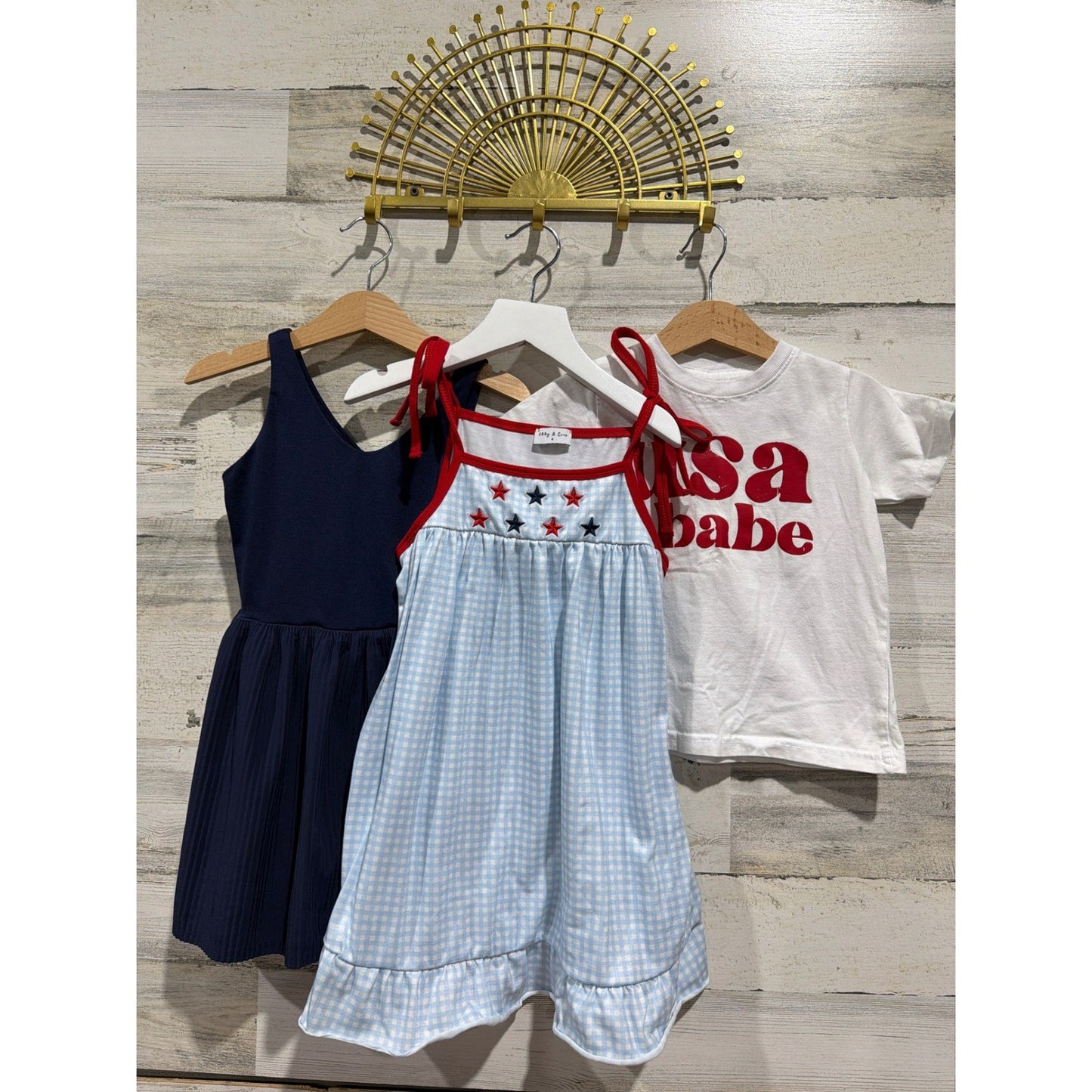 Abby & Evie All In Motion Girls 4 XS Navy Blue White USA Patriotic Bundle EUC0