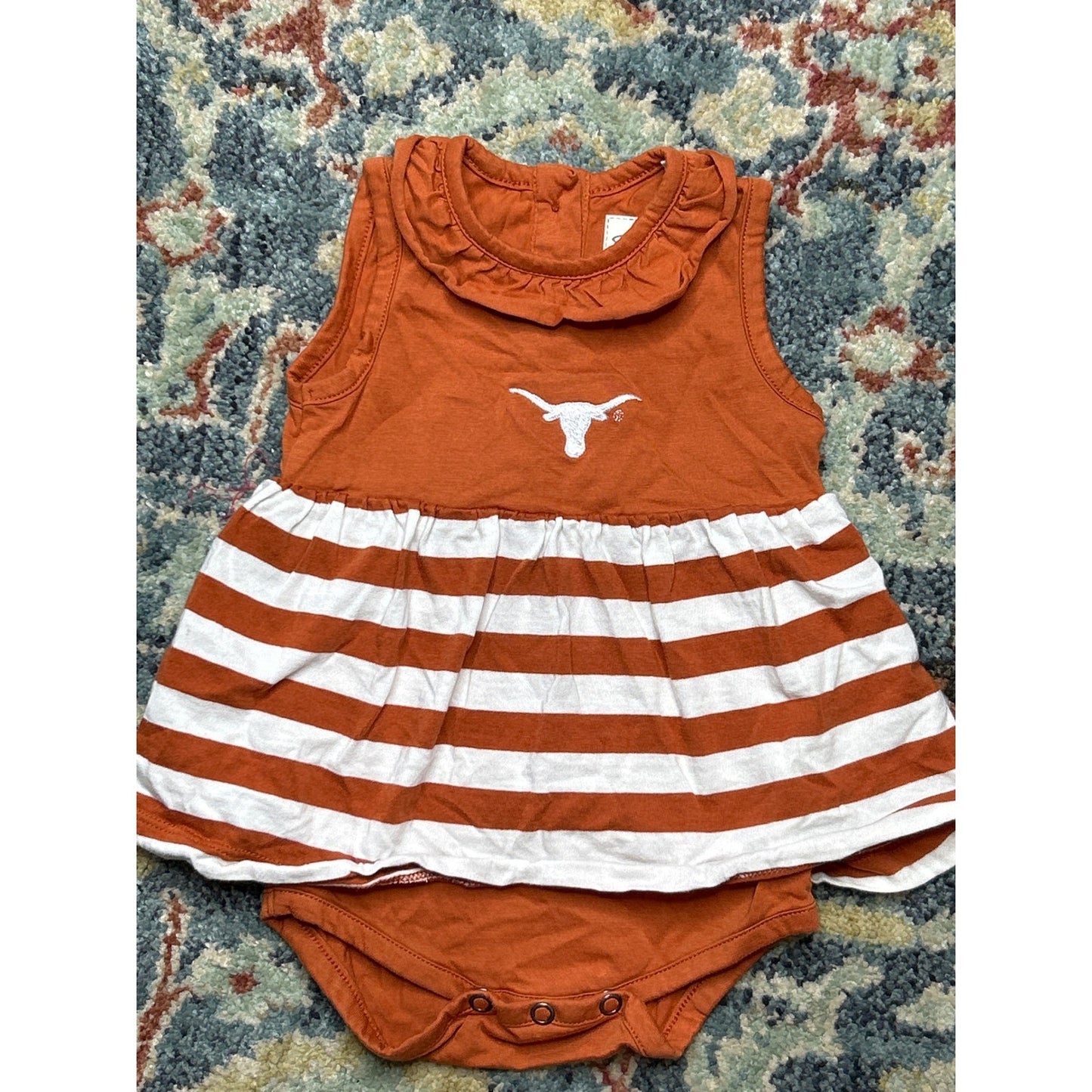 Garb Texas Longhorns Dress Girls 3-6m Months Orange Striped Embroidered EUC0
