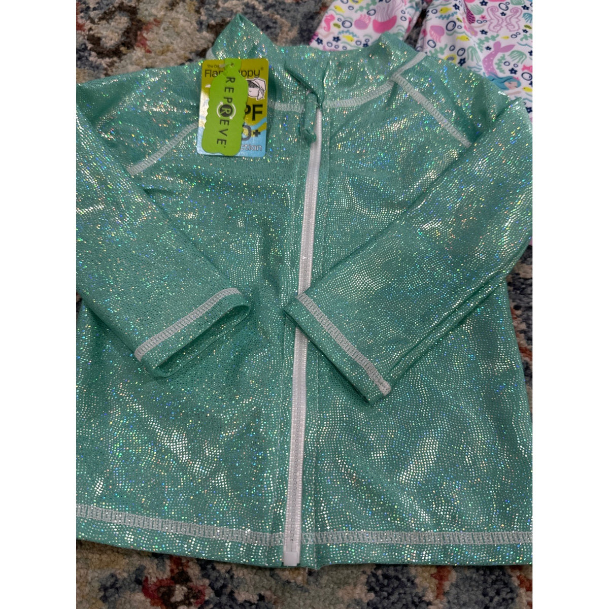 Flap Happy Rash Guard Bundle Girls 18M Mint Sparkle Mermaid UPF 50+ NWT1