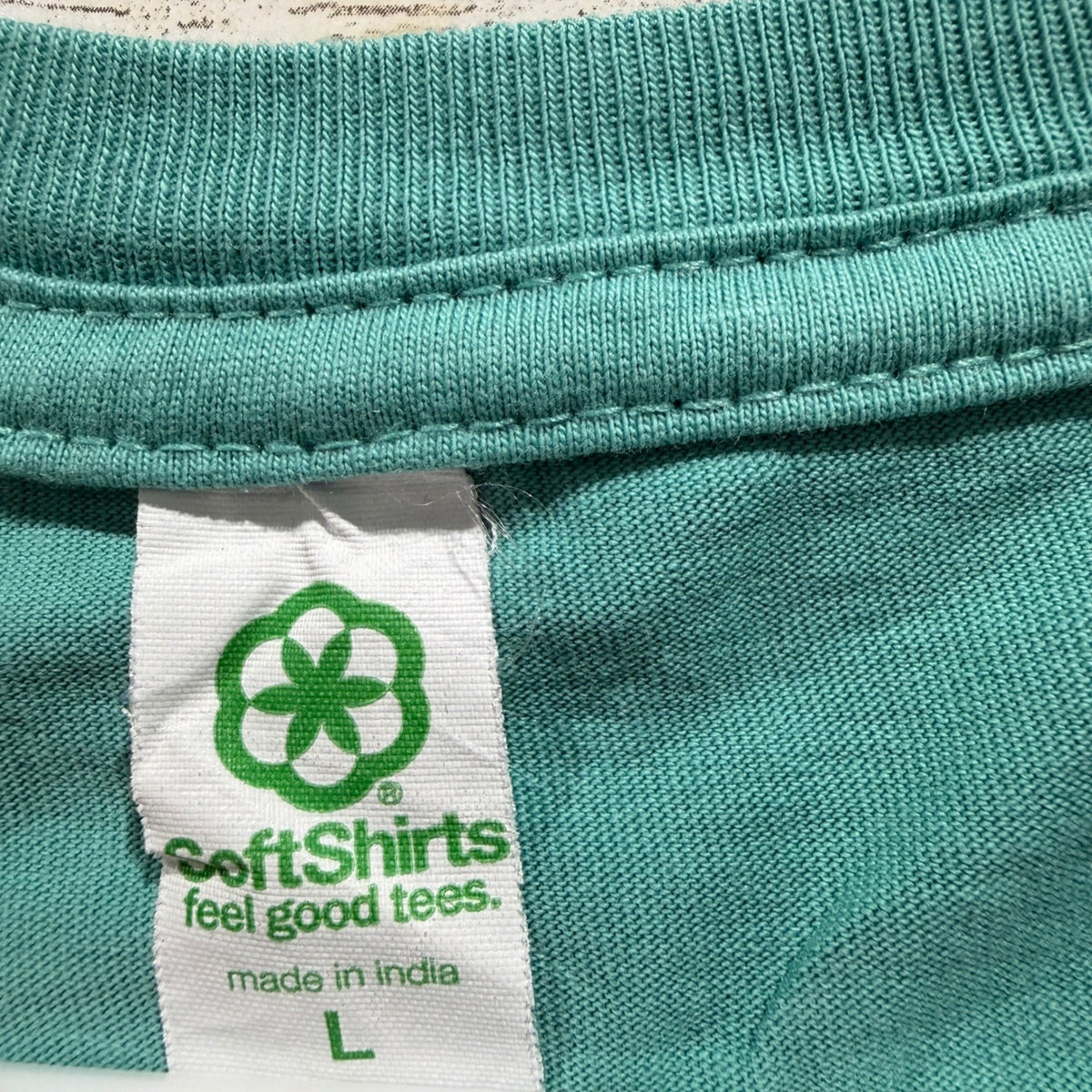 SoftShirts Graphic Tee Women Large Teal DUDE Print Skater EUC2