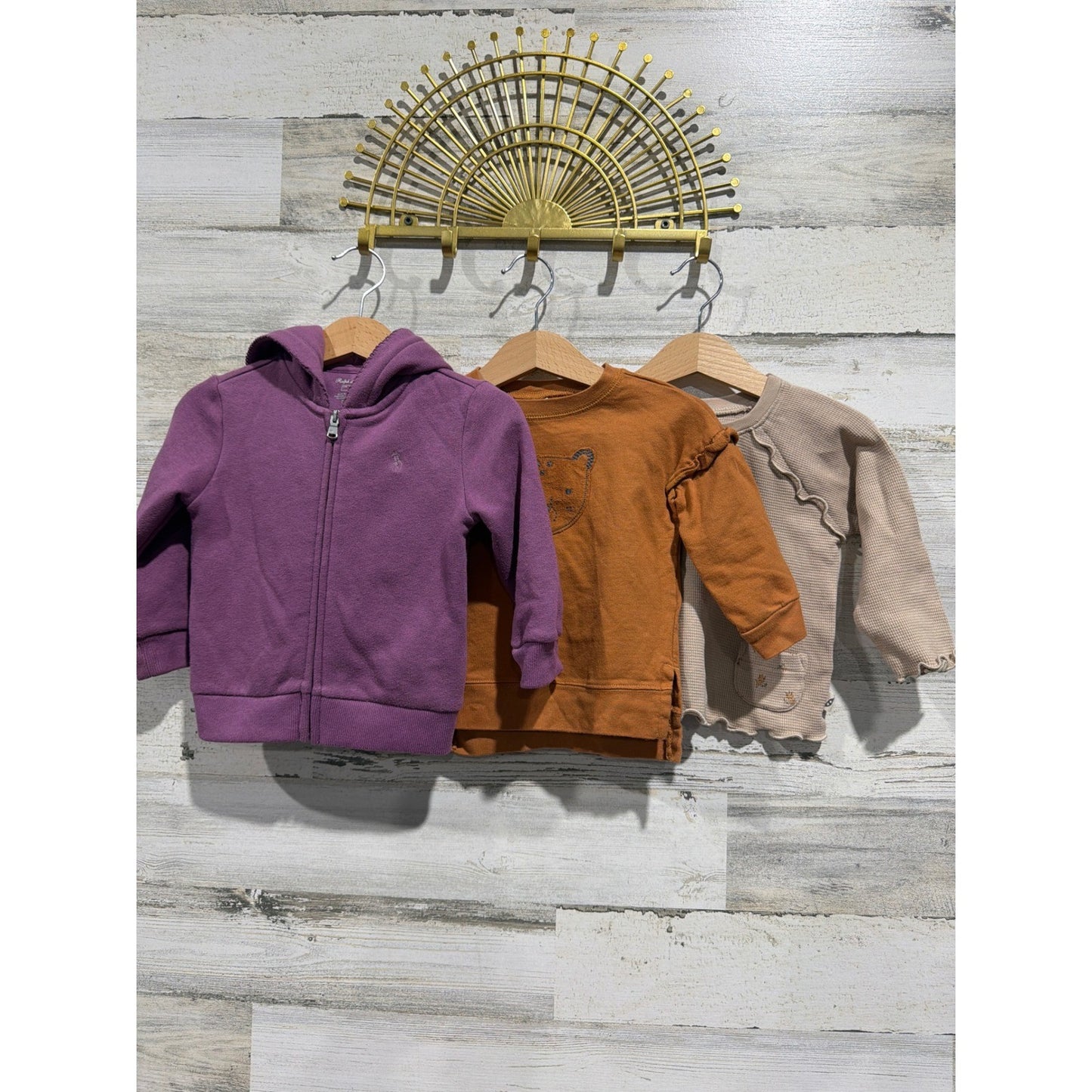 Ralph Lauren Easy Peasy Just One You Girls 12M Purple Tan Long Sleeve Bundle0