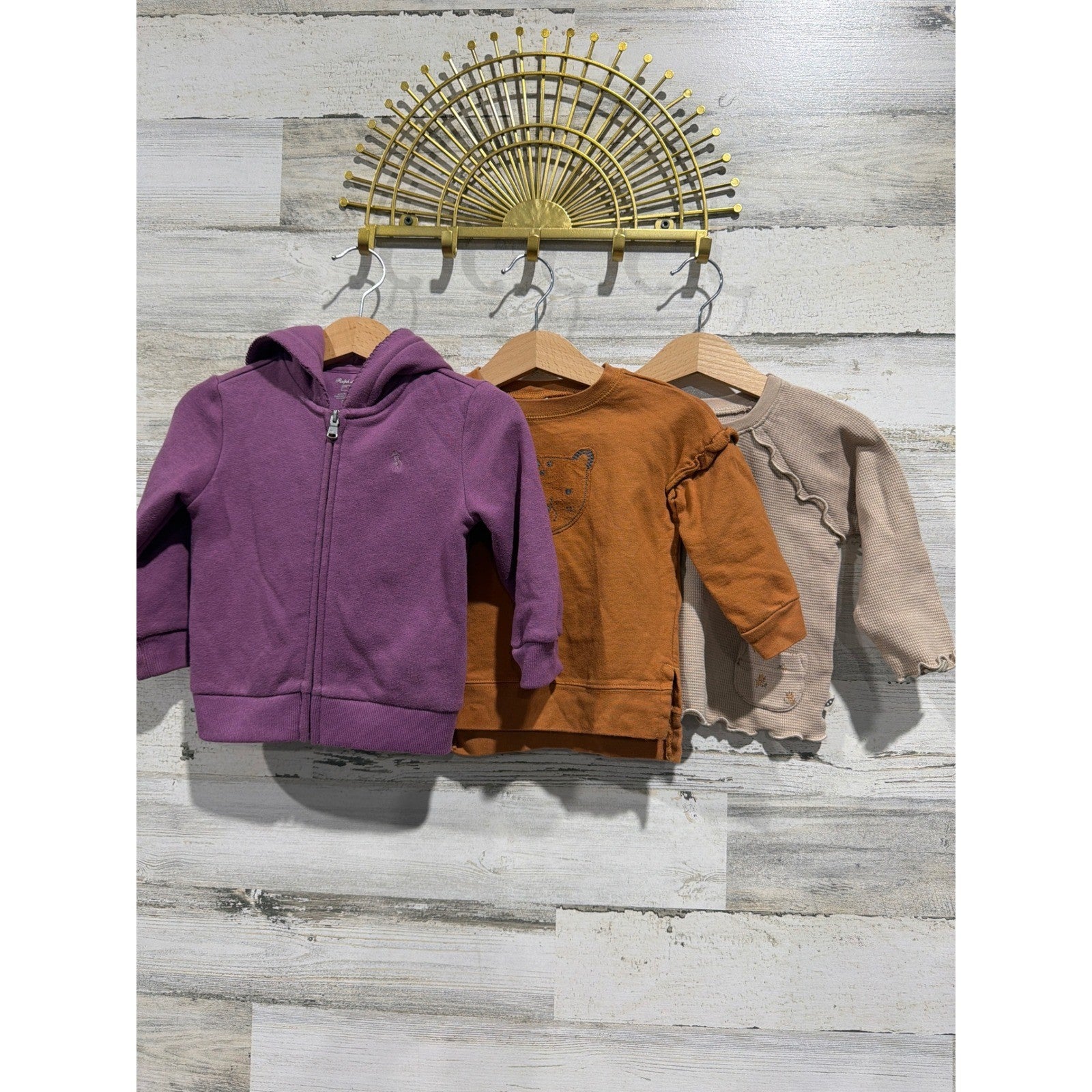 Ralph Lauren Easy Peasy Just One You Girls 12M Purple Tan Long Sleeve Bundle0