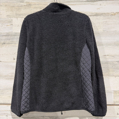 Vineyard Vines Sherpa Fleece Jacket Women Large Black Quilted Mixed Media GUC*6
