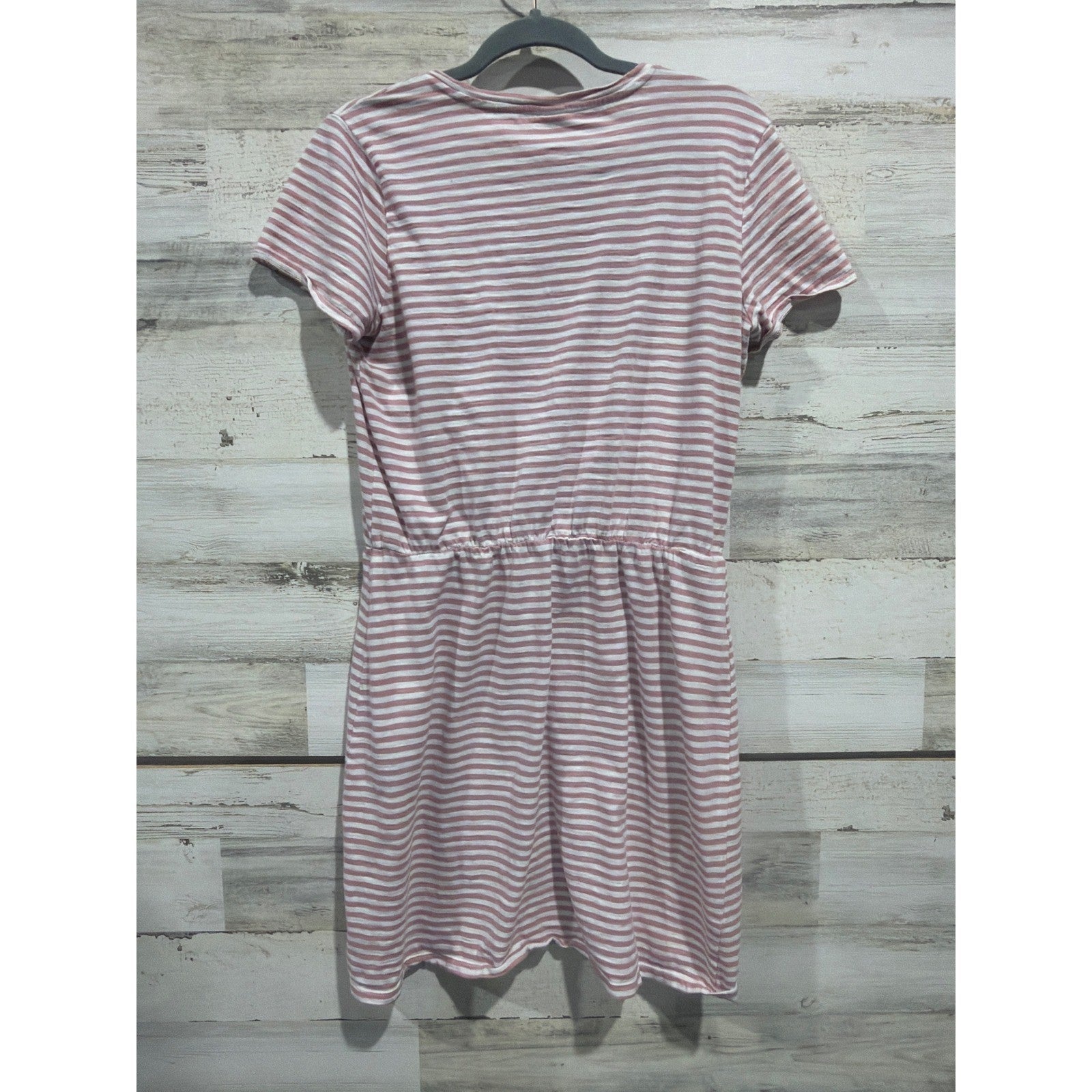 Old Navy T-Shirt Dress Women Medium Rose Striped Cotton Coastal EUC3