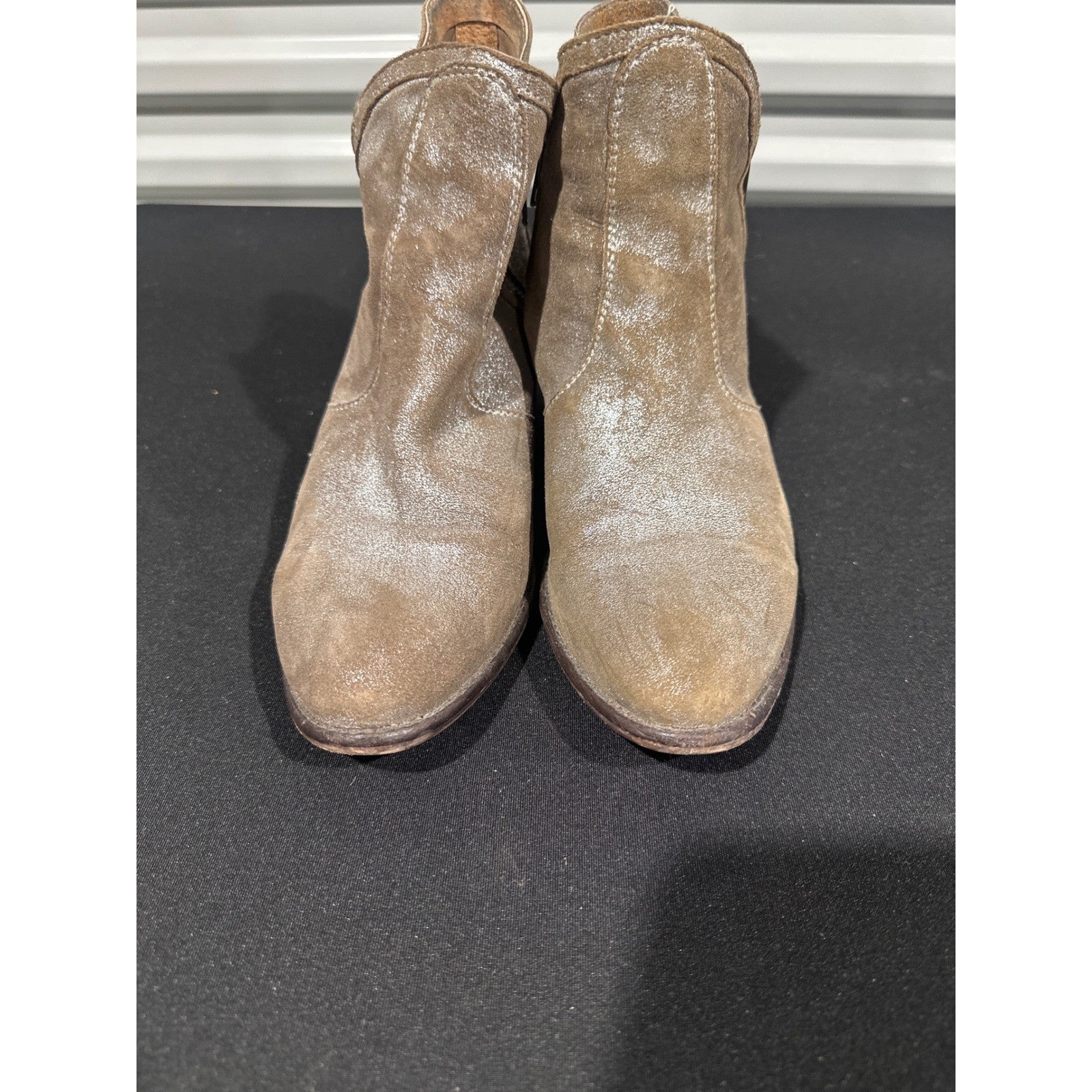 Bed Stu Gaze Ankle Boots Womens 8.5 Tan Silver Metallic Leather Side Zip2