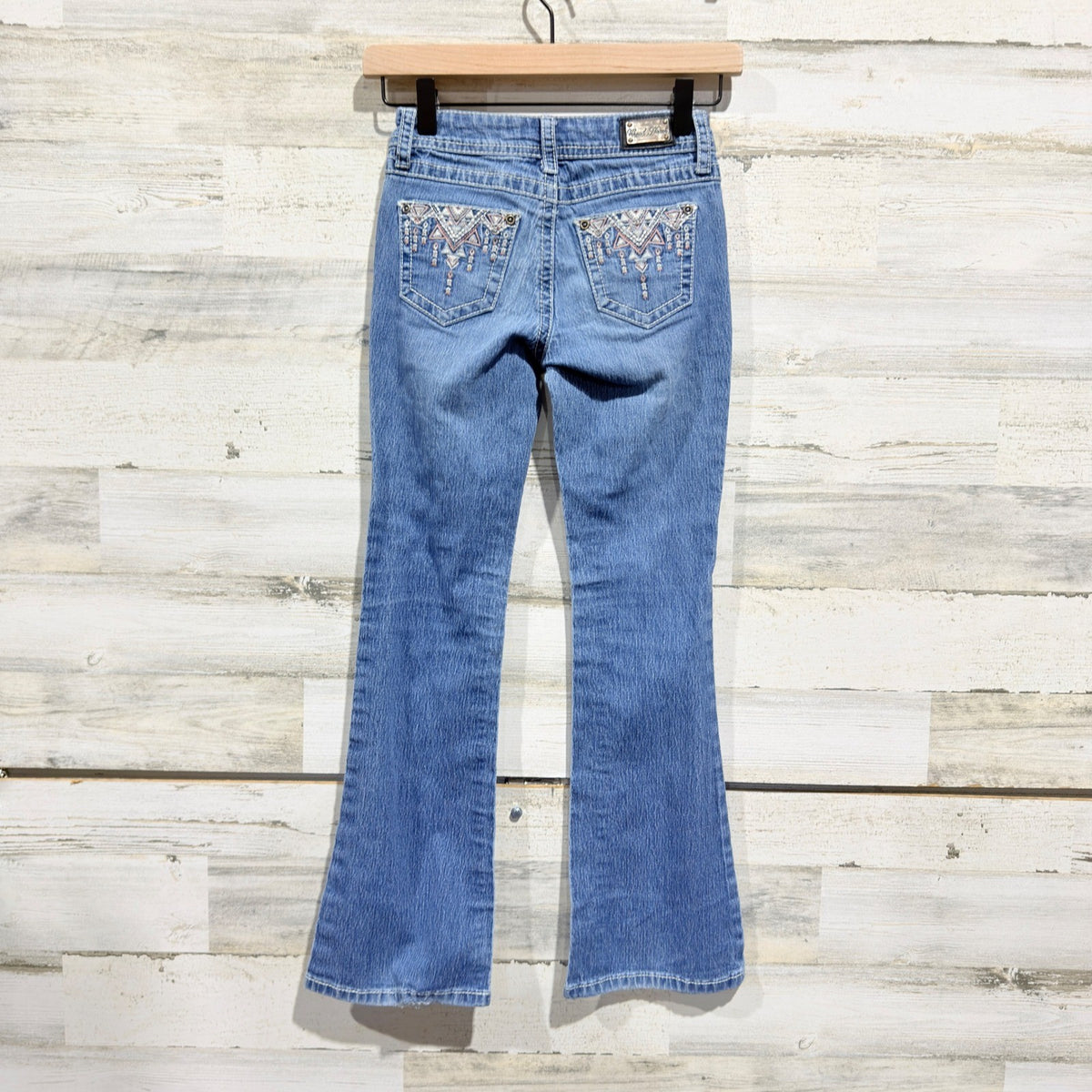 Wired Heart Bootcut Jeans Girls 7 Blue Cotton Spandex Western Flawed*5