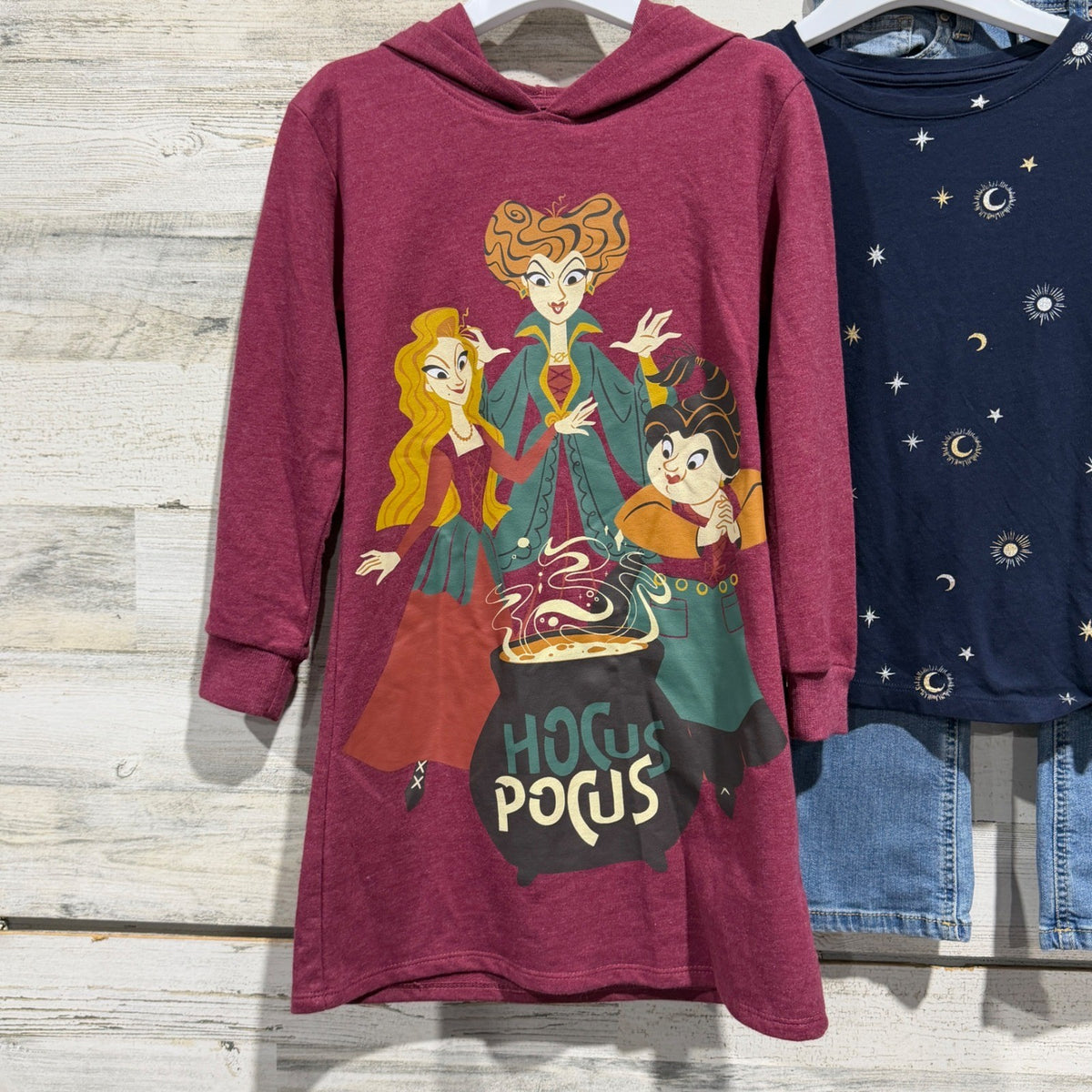 Disney Hocus Pocus Dress Old Navy Tee Set S 6/6X Burgundy Navy Cotton Blend1