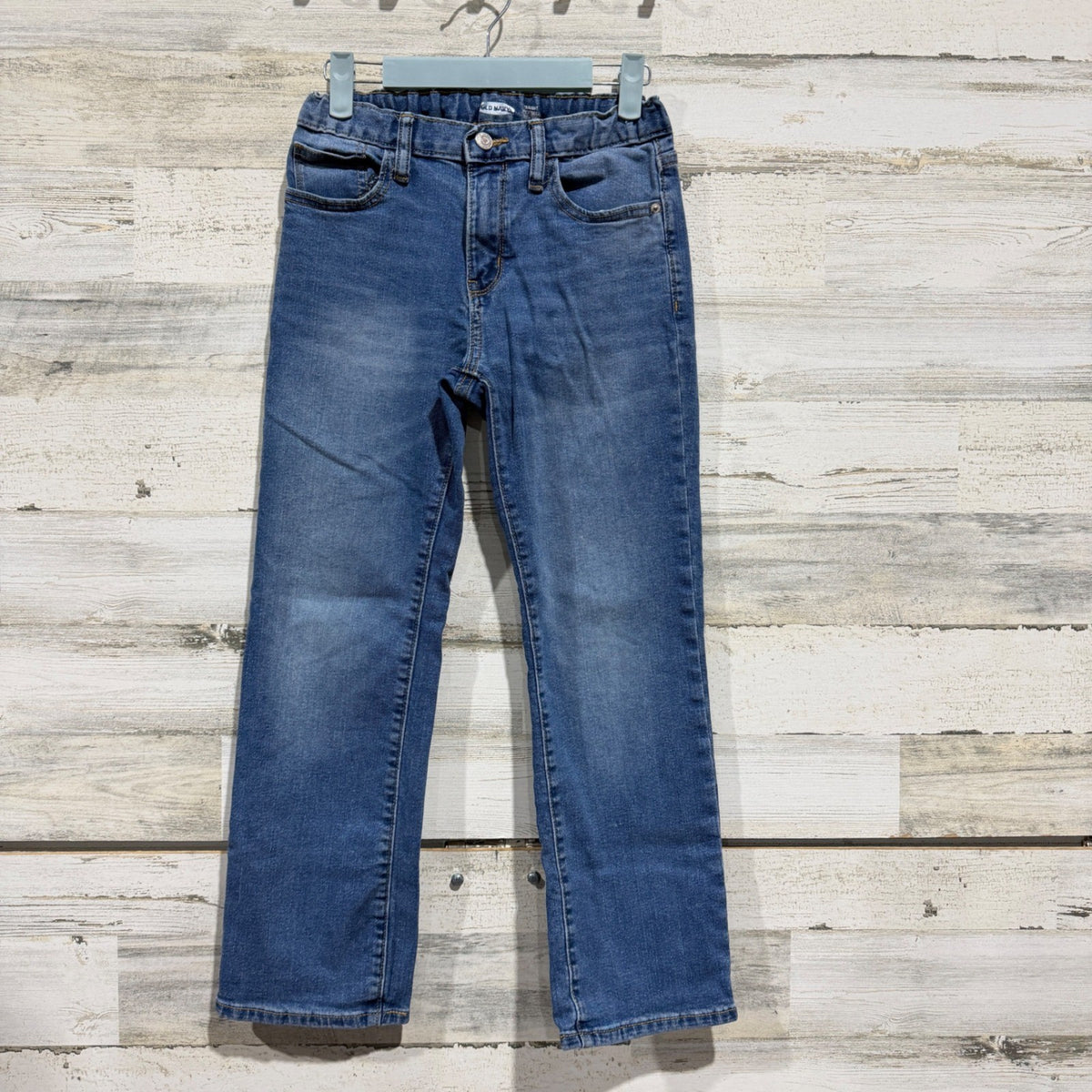 Old Navy Built-In Tough Straight Jeans Boys 10 Plus Blue Denim Stretch0
