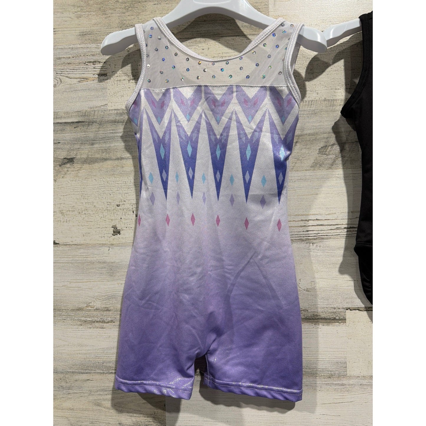 Weissman Justice Leotard Biketard Lot Girls 5/6 Purple Black Sparkle Dance EUC3