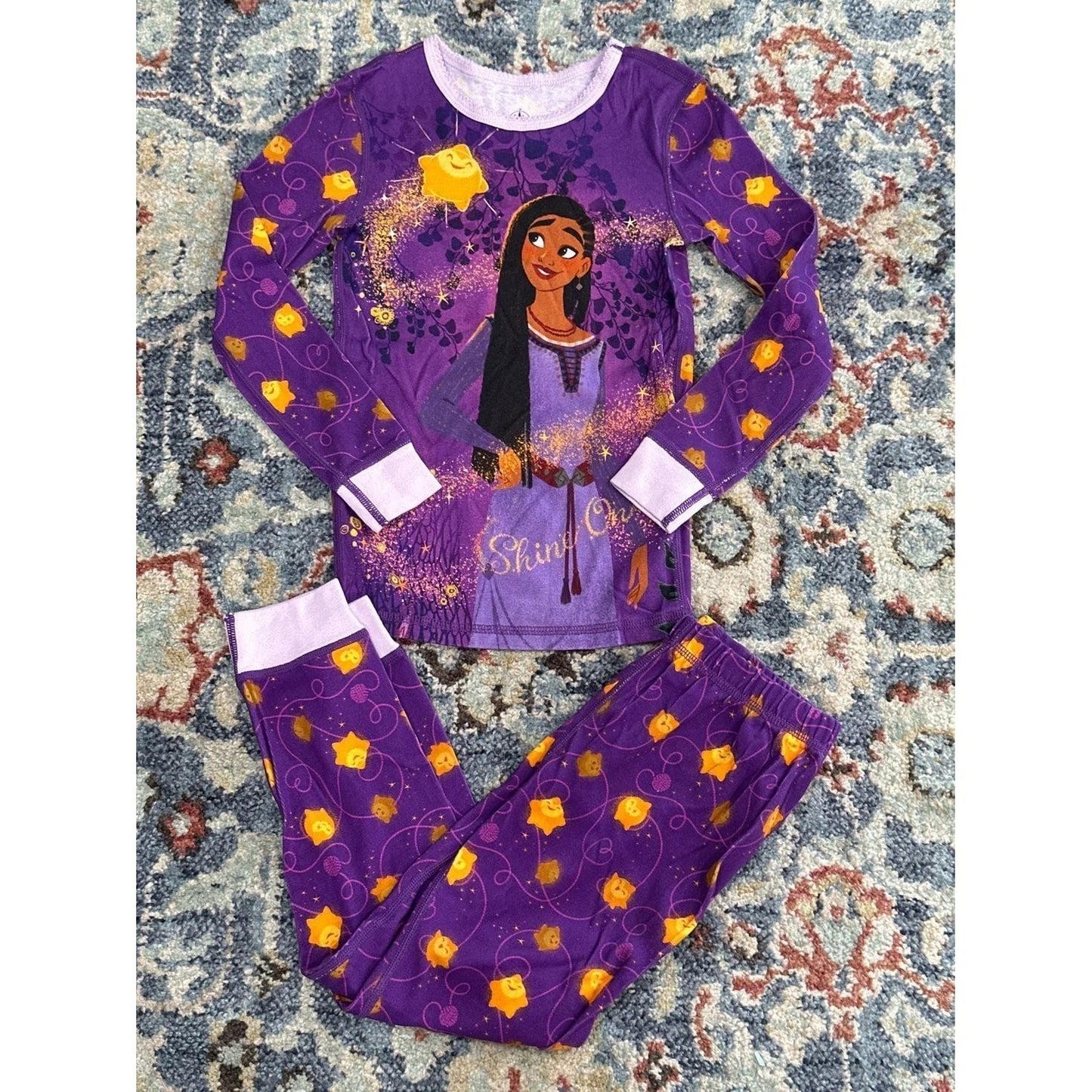 Disney Wish Pajama Set Girls 6 Purple Asha Star Shine On EUC0