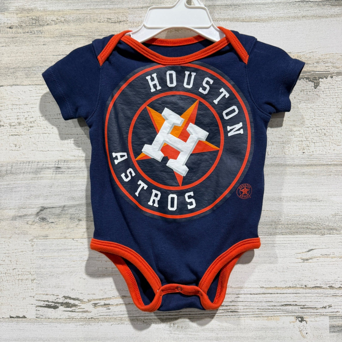 MLB Houston Astros Bodysuit Boys 6/9M Navy Baseball Gameday Style Sporty EUC0