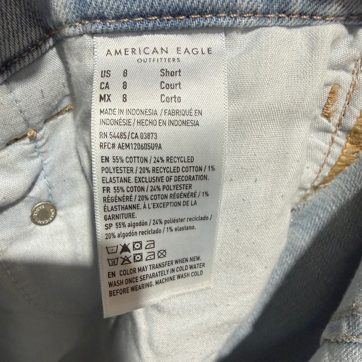 American Eagle Curvy Stovepipe Jeans Women 8S Light Blue Stretch Denim Boho EUC5