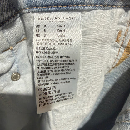 American Eagle Curvy Stovepipe Jeans Women 8S Light Blue Stretch Denim Boho EUC5