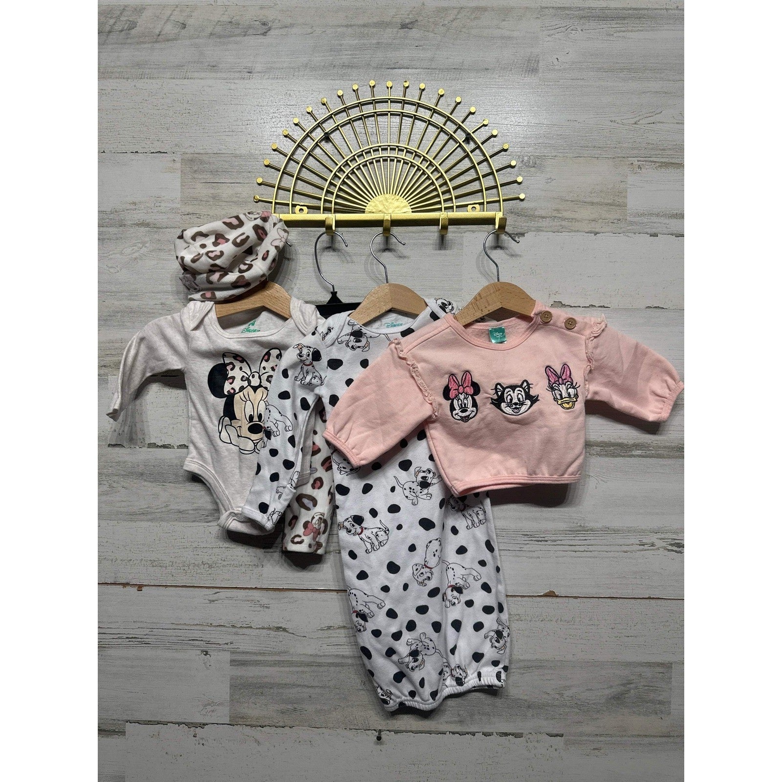 Disney Baby Clothes Bundle Girls 0-6M Pink Minnie 101 Dalmatians 5pc Set EUC0