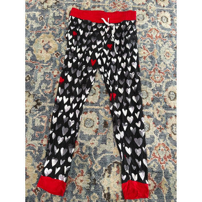 Little Sleepies Pajama Pants Women Medium Black Heart Print Jogger Bamboo1