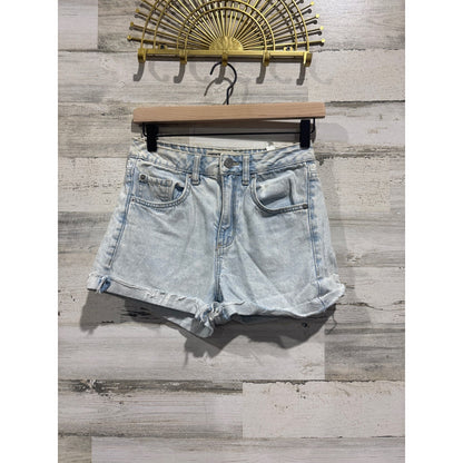 Garage Jean Shorts Women Size 0 Light Blue High Waisted Frayed Denim EUC0