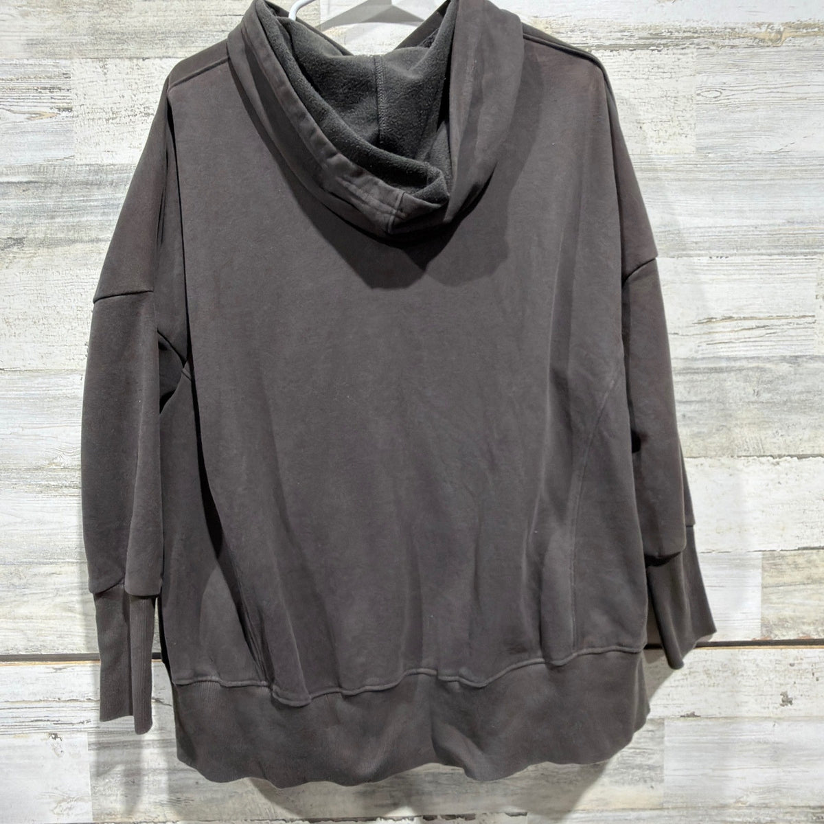 Quarter Snap Button Hoodie Women Small Gray Oversized Pullover Sweatshirt EUC3