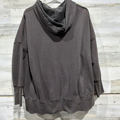 Quarter Snap Button Hoodie Women Small Gray Oversized Pullover Sweatshirt EUC3