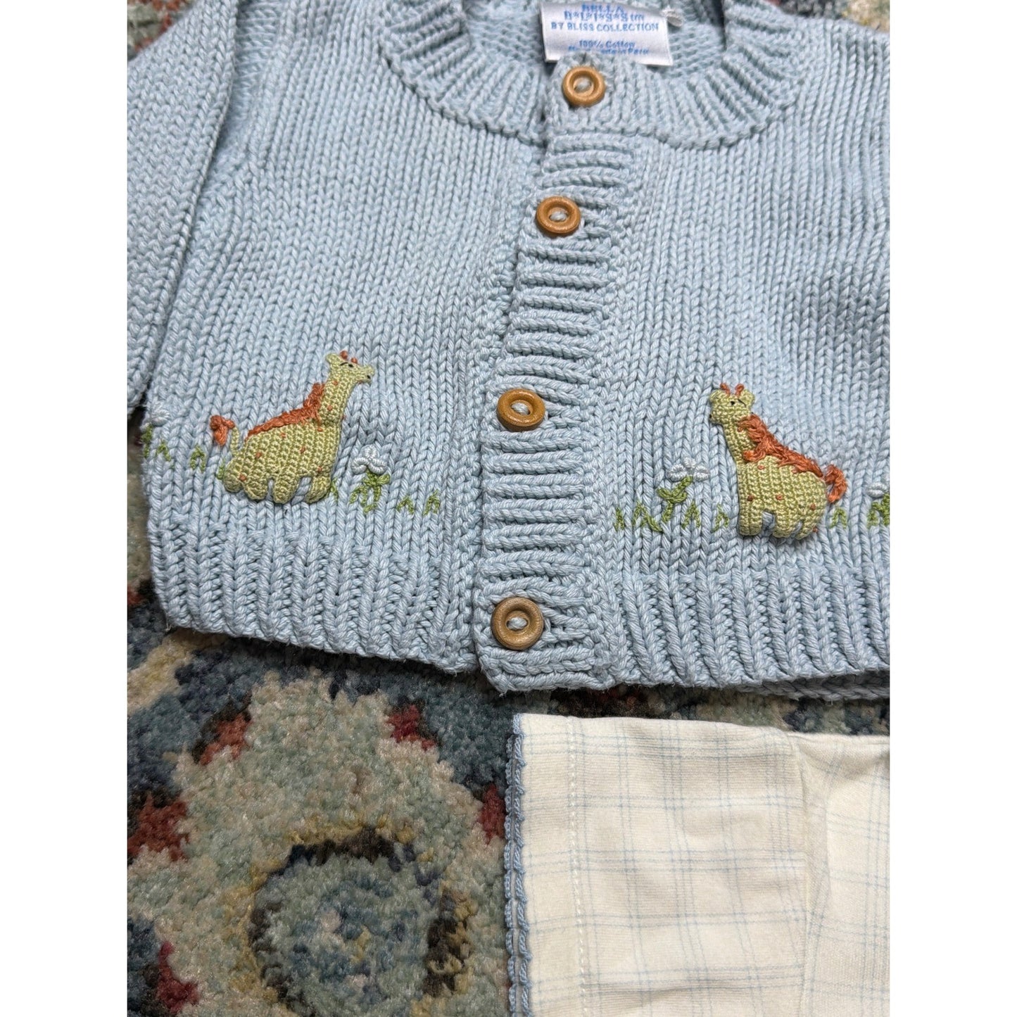 Ralph Lauren Bella Bliss Romper Cardigan Set Boys 6M Blue White Preppy *Flawed6