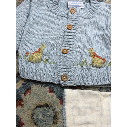 Ralph Lauren Bella Bliss Romper Cardigan Set Boys 6M Blue White Preppy *Flawed6