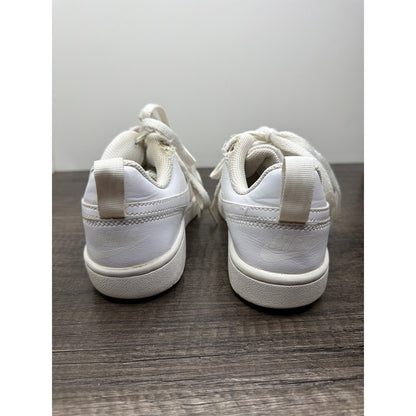 Nike Court Borough Low 2 Boys 3.5Y White Leather Sneaker Sporty *Flawed3