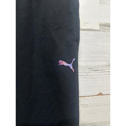 Puma Flare Sweatpants Girls Size L 12-14 Black Iridescent Logo EUC1