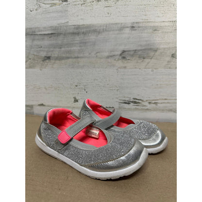 Cat & Jack Mary Jane Sneakers Girls 12 Silver Glitter Sparkly GUC0