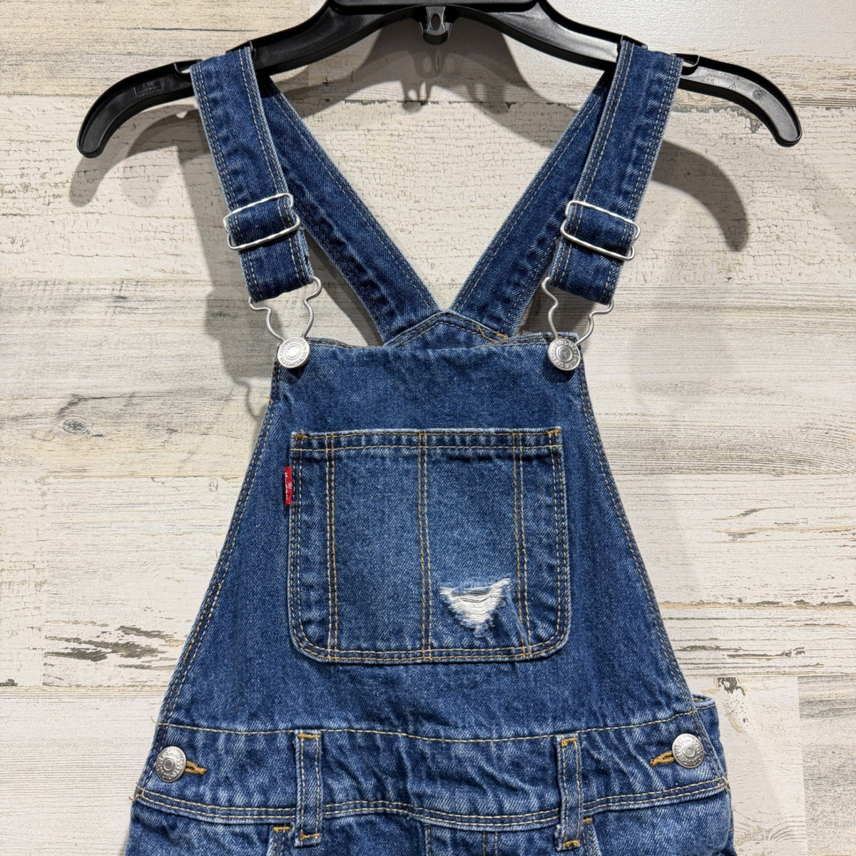 Levi's Shortall Denim Overalls Girls 6 Blue 100% Cotton Classic1