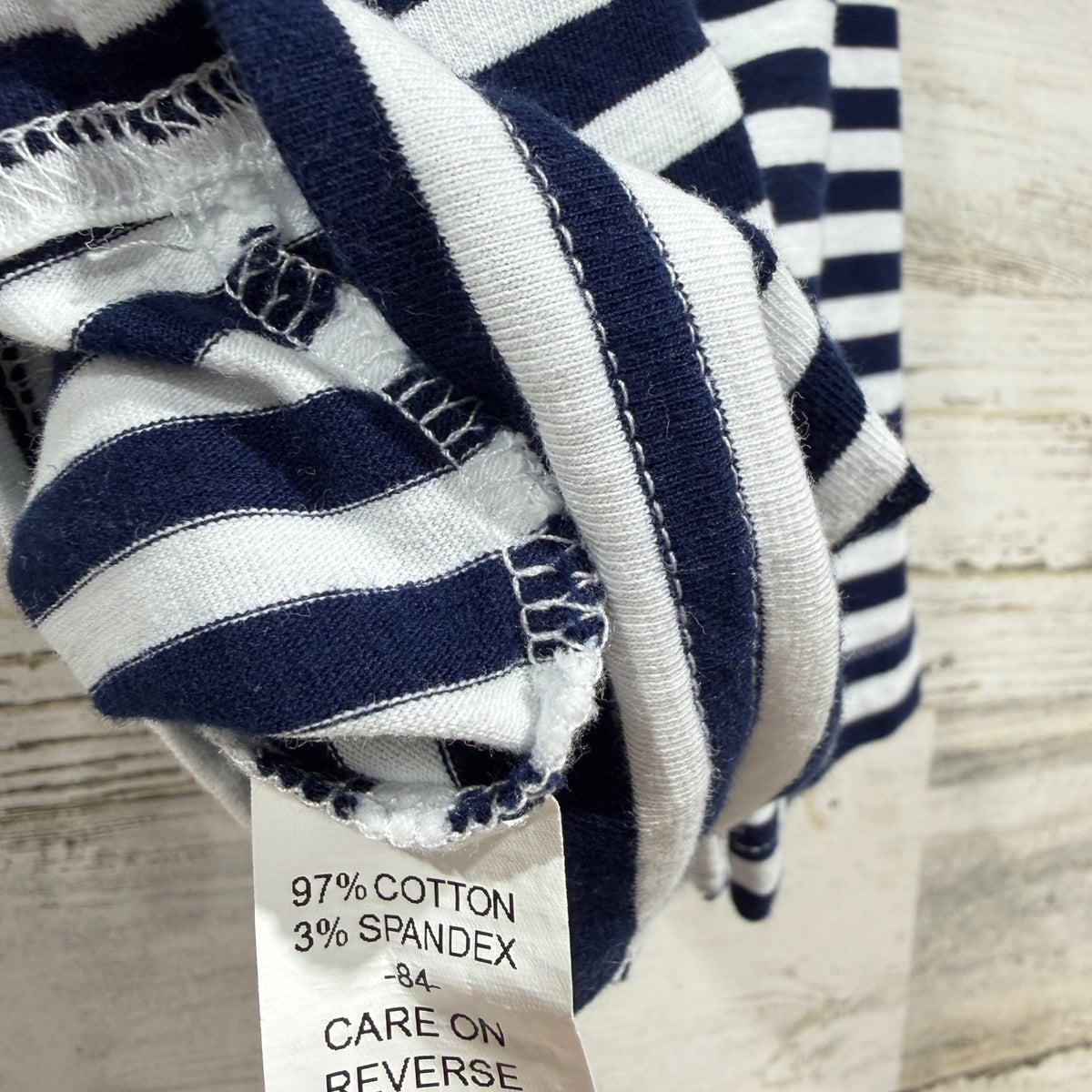 Florence Eiseman Romper Boys 3M Navy Stripe Dinosaur Camping Preppy EUC4