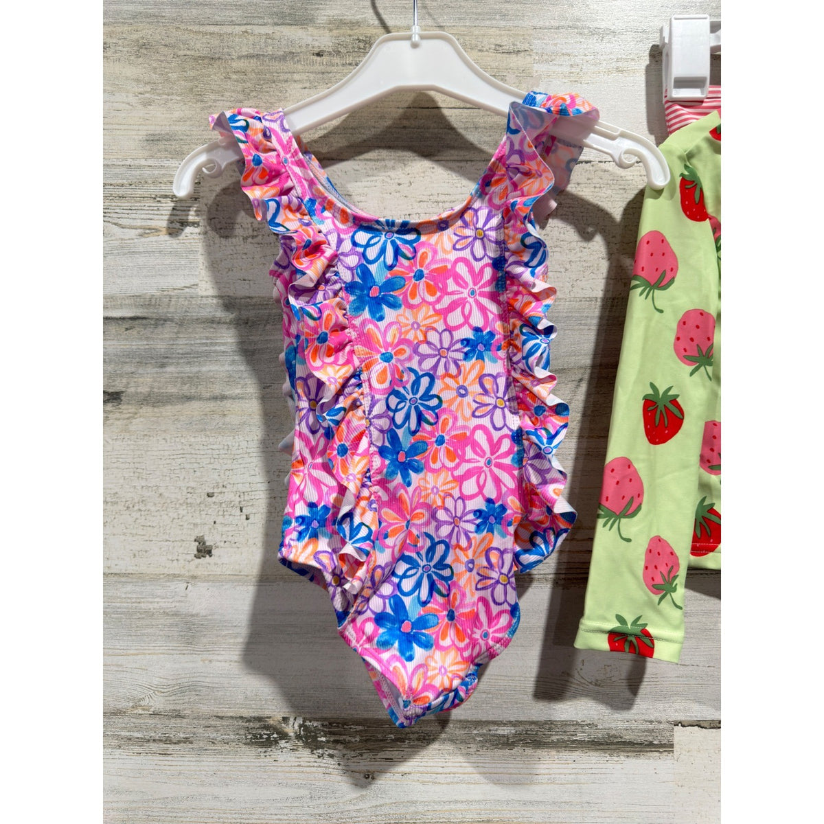 Snapdoodles Andy & Evan Swimsuit Bundle Girls 3T / 4 Green Pink Floral Flawed*8