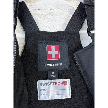 Swiss Tech Snow Bib Overalls Kids 3T Black Insulated Gorpcore EUC1