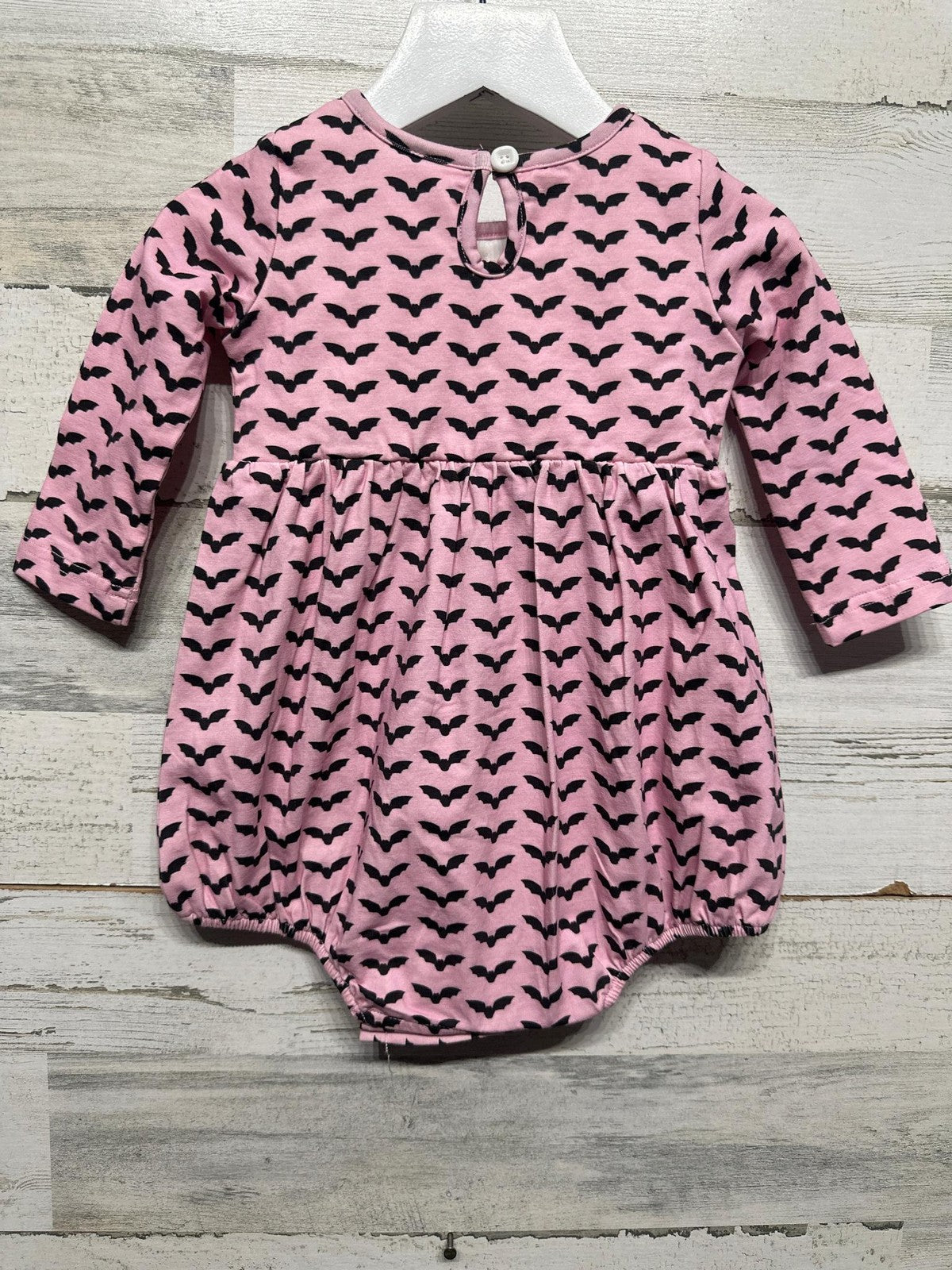 Swoon Baby Bubble Romper Girls 9M Pink Black Bat Print Halloween NWT2