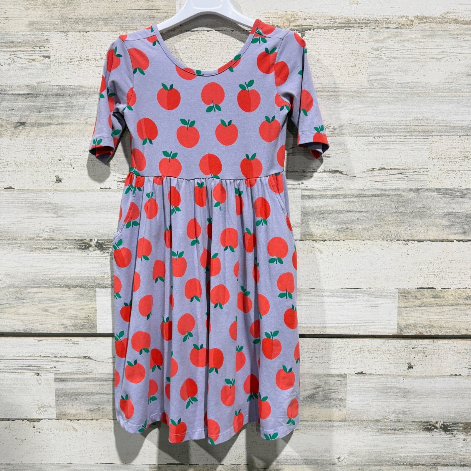 Hanna Andersson Dress Girls 10 Red Apple Print School EUC0