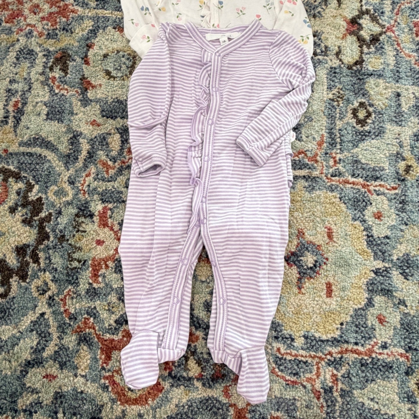 Starting Out Sleepers Headbands Girls Newborn Bundle Soft Pink Purple Floral EUC6