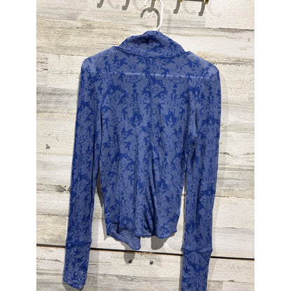 Free People Intimately Top Women S Blue Floral Mock Neck Thermal Boho2