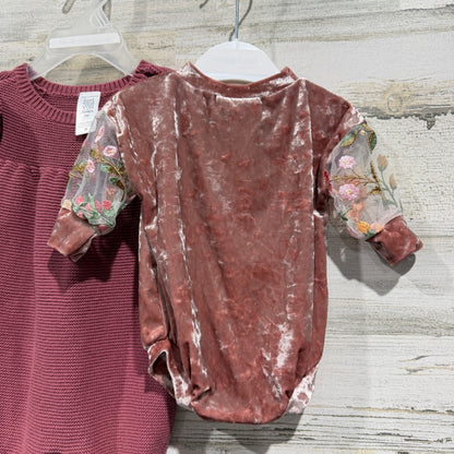 Carter's Just One You Averie Grace Co Baby Girl 0-3M Mauve Velvet Knit Bundle3