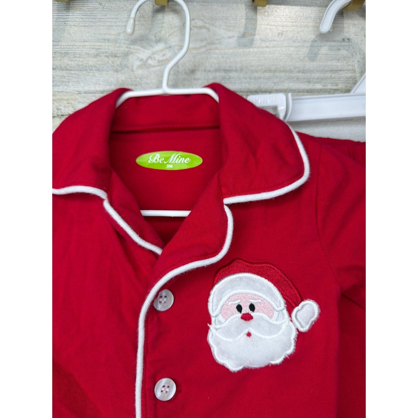 Be Mine Pajama Set Baby 3 Months Red Santa Claus Holiday Classic EUC1