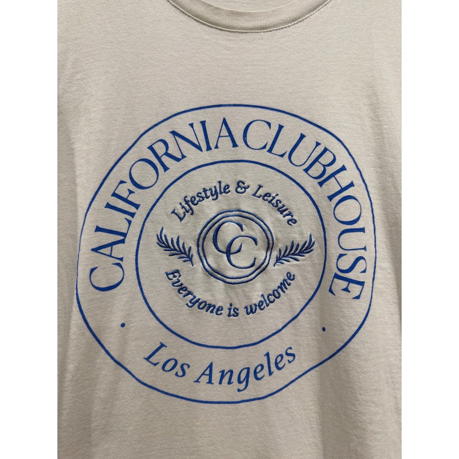 Cotton On Graphic Tee Boxy Women M White California Clubhouse Los Angeles EUC1