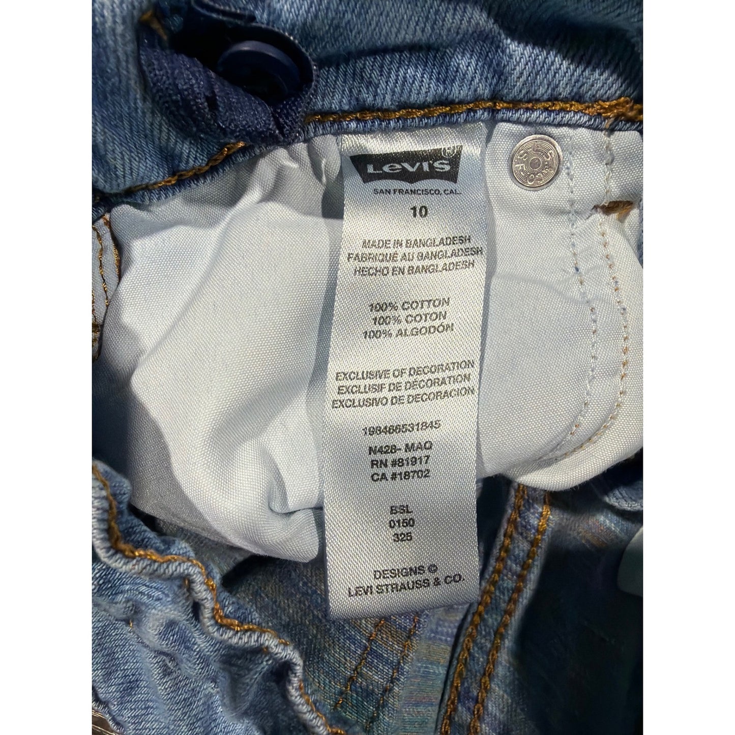Levi's Wide Leg Jeans Girls Size 10 Blue Distressed Rainbow Denim EUC7