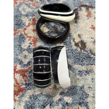 Bangle Bracelet Bundle Women Black White Geometric Mod4