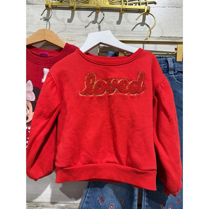 Disney Jordache Isaac Mizrahi Bundle Girls 4 Red Sweatshirts Flare Jeans1