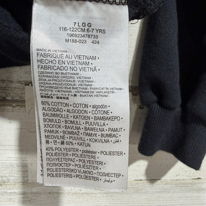 Nike Sweatshirt Kids Size 7 Black Embroidered Swoosh Crewneck Sportswear EUC3